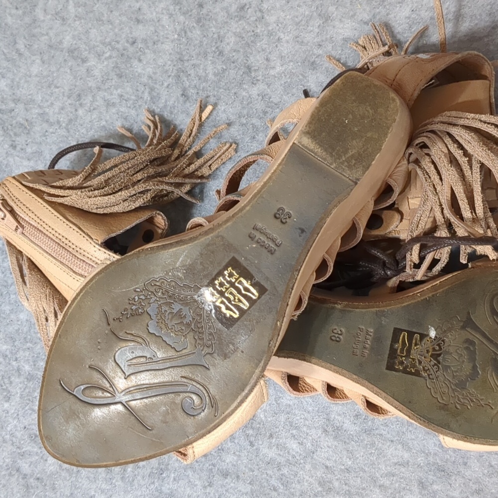 Free People Womens Solstice Nude Suede Fringe Wedge Sandals Size EU 37 US 7 - Picture 11 of 12